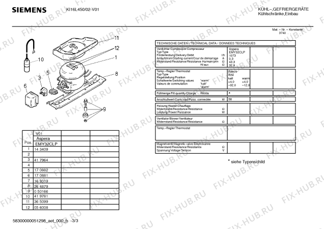 Взрыв-схема холодильника Siemens KI16L450 - Схема узла 03