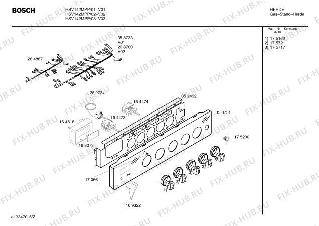 Схема №3 HSV142MPP с изображением Панель управления для плиты (духовки) Bosch 00358751
