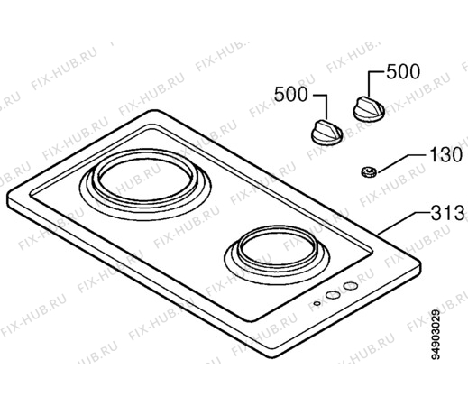 Взрыв-схема плиты (духовки) Electrolux EHI341X - Схема узла Hob