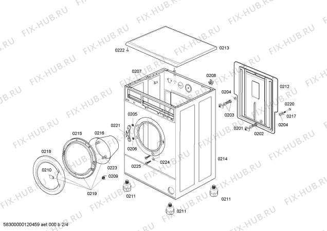 Схема №2 000215K02 с изображением Декоративная рамка для стиралки Bosch 00364485