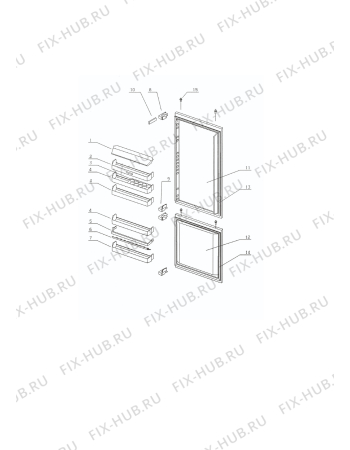 Взрыв-схема холодильника Electrolux IK303.3LI - Схема узла Door 003