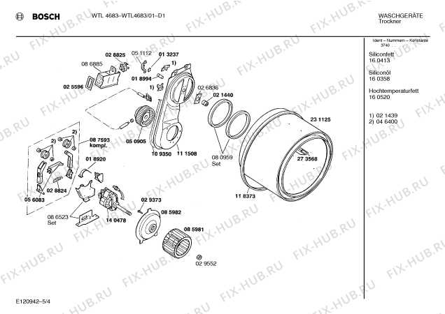 Взрыв-схема сушильной машины Bosch WTL4683 - Схема узла 04