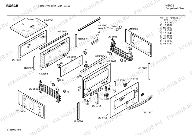 Взрыв-схема плиты (духовки) Bosch HBN9721GB - Схема узла 05