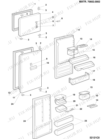 Взрыв-схема холодильника Whirlpool FR231AI (F025406) - Схема узла