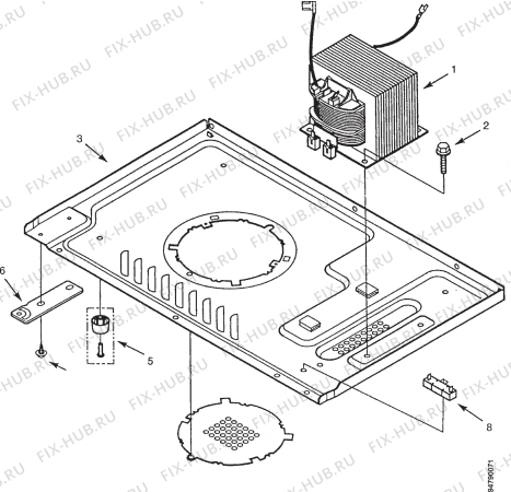 Взрыв-схема микроволновой печи Electrolux EME1890 - Схема узла Section 5