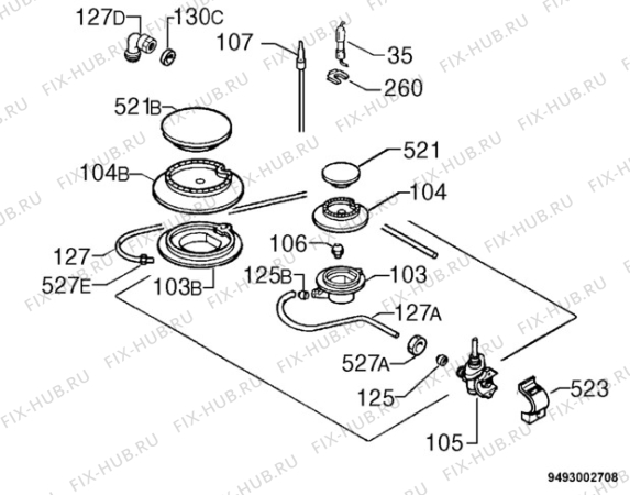 Взрыв-схема плиты (духовки) Electrolux EHG362X - Схема узла Functional parts 267