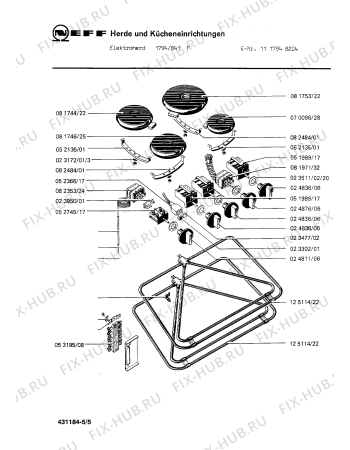 Взрыв-схема плиты (духовки) Neff 1117948204 1794/841F - Схема узла 05