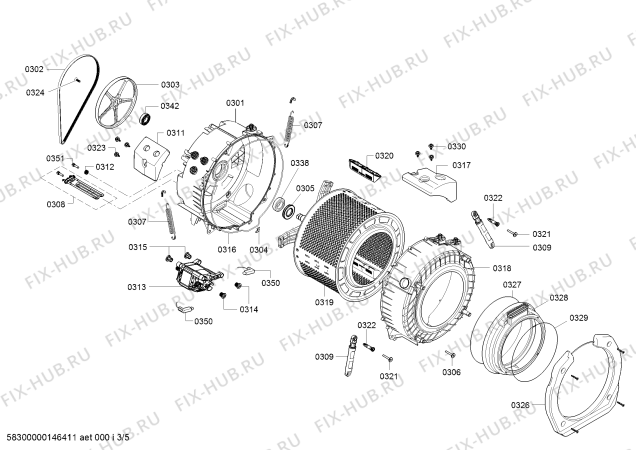 Взрыв-схема стиральной машины Neff V6320X0EU V632 - Схема узла 03