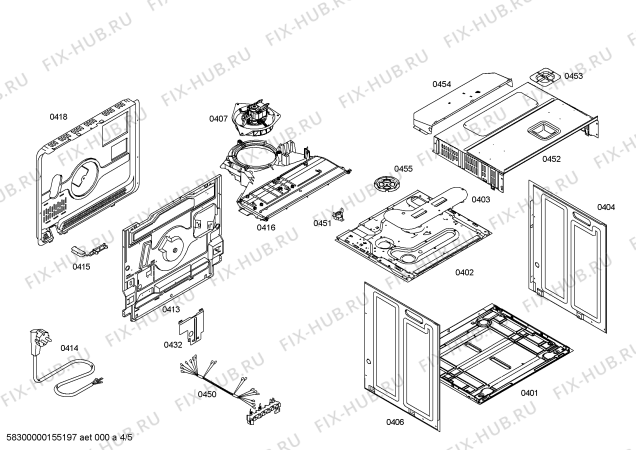 Схема №1 HBA64A160F с изображением Передняя часть корпуса для плиты (духовки) Bosch 00704697