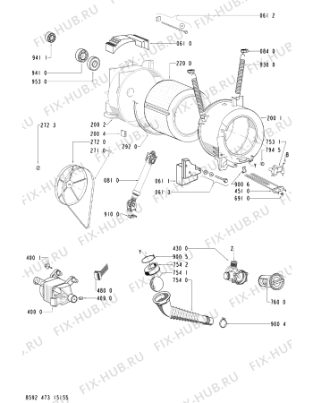 Взрыв-схема стиральной машины Indesit AWOD55165 (F091475) - Схема узла