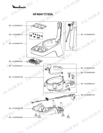 Схема №1 HF404110/35A с изображением Часть корпуса для кухонного комбайна Moulinex SS-1530000707