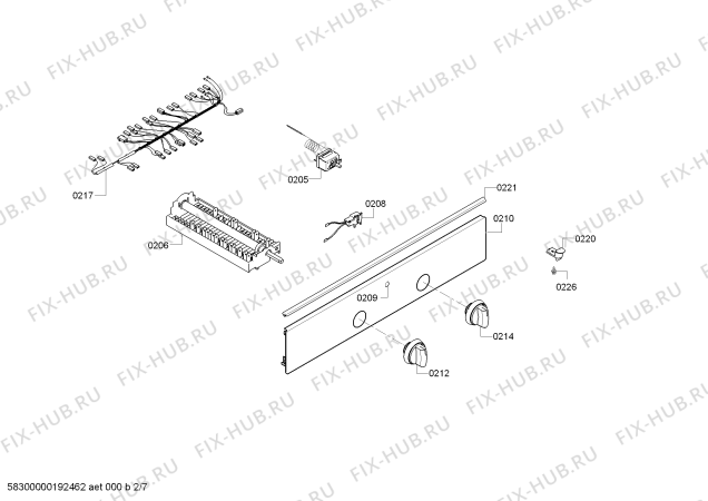 Взрыв-схема плиты (духовки) Bosch HCA628220U - Схема узла 02