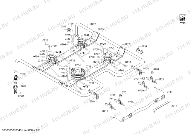 Схема №3 HGV74W221N с изображением Столешница для духового шкафа Bosch 00711961