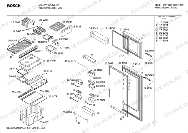 Взрыв-схема холодильника Bosch KSU3021IE/98S - Схема узла 02