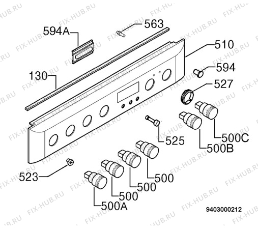 Взрыв-схема плиты (духовки) Electrolux EKC60353 - Схема узла Command panel 037