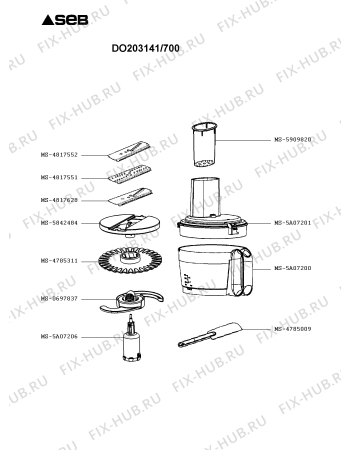 Взрыв-схема кухонного комбайна Seb DO203141/700 - Схема узла YP003531.4P2