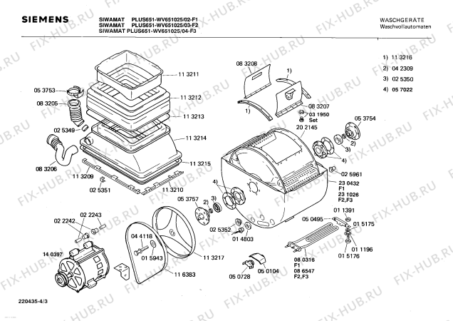 Схема №1 WV651025 SIWAMAT PLUS 651 с изображением Таблица программ для стиральной машины Siemens 00085316