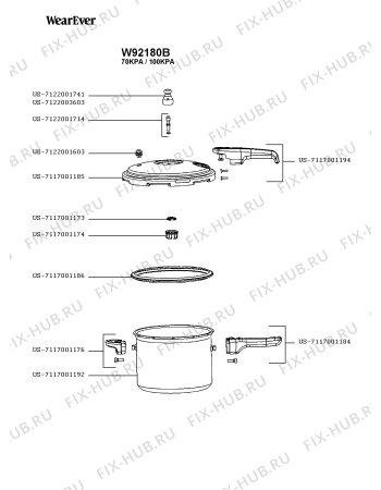 Схема №1 W92180B с изображением Сотейника Seb US-7117001186