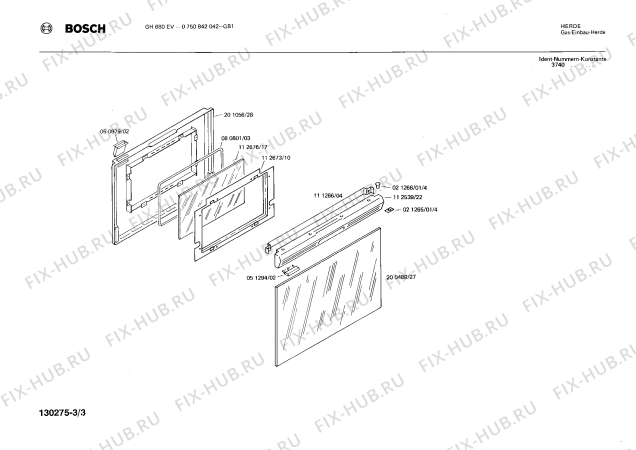 Схема №1 0750842030 GH680EV с изображением Переключатель для плиты (духовки) Bosch 00025820