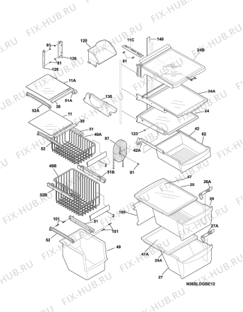 Взрыв-схема холодильника Electrolux ERL7280X - Схема узла C10 Interior