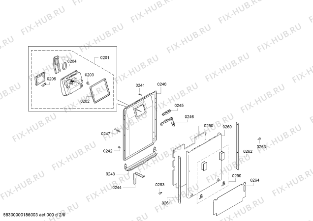 Взрыв-схема посудомоечной машины Bosch SPV68U53UC SilencePlus 44 dBA - Схема узла 02