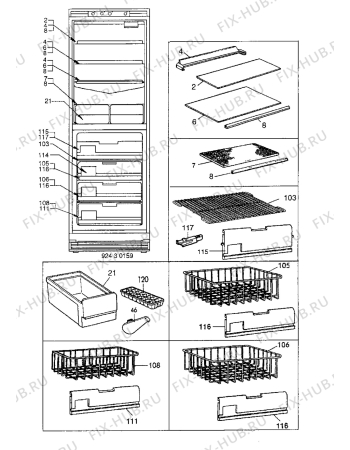 Взрыв-схема холодильника Electrolux ER3213B - Схема узла Internal parts