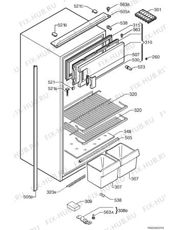 Взрыв-схема холодильника Rex Electrolux FI243FA - Схема узла Housing 001