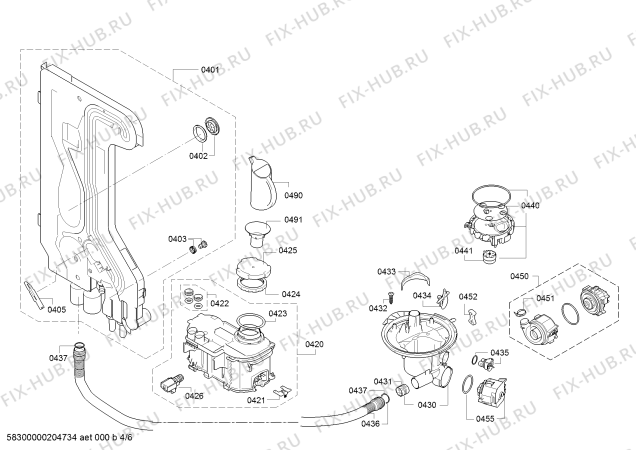 Взрыв-схема посудомоечной машины Bosch SMV24AX01R Silence - Схема узла 04