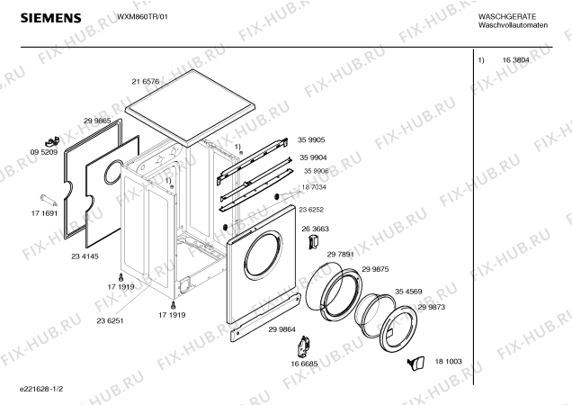 Взрыв-схема стиральной машины Siemens WXM860TR SIEMENS SIWAMAT XM 860 - Схема узла 02