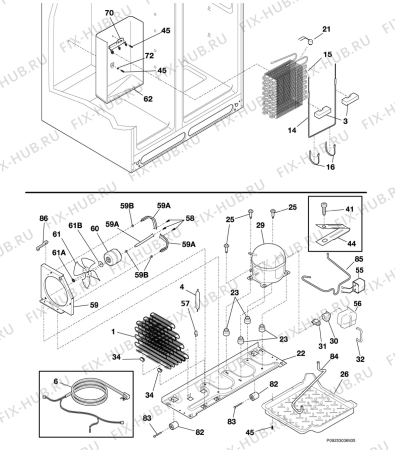 Взрыв-схема холодильника Frigidaire FSPZ25V9AB0 - Схема узла Cooling system 017
