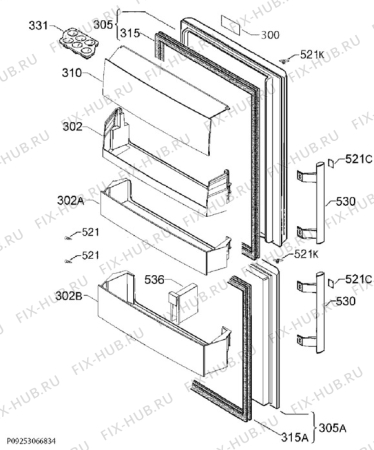 Взрыв-схема холодильника Electrolux EN3455COW - Схема узла Door 003