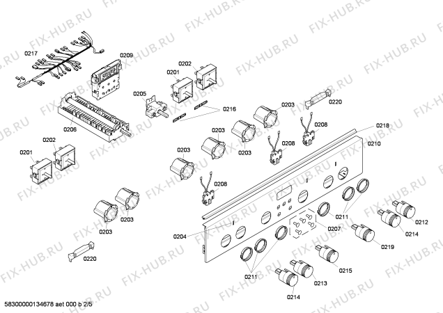 Схема №1 HL444220X с изображением Панель управления для духового шкафа Siemens 00671561