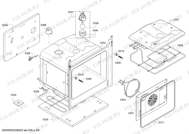 Схема №3 HBA43T351 с изображением Кабель для плиты (духовки) Siemens 00625399