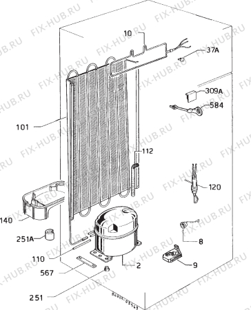 Взрыв-схема холодильника Rex FI230/2BF - Схема узла Cooling system 017