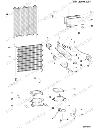 Взрыв-схема холодильника Indesit GF160AI (F030319) - Схема узла