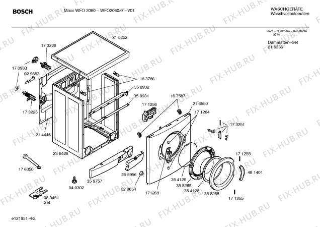 Схема №1 WFO2060 Maxx 2060 с изображением Таблица программ для стиральной машины Bosch 00529559