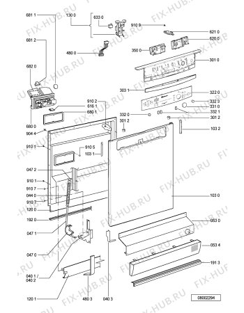 Схема №1 GSF 2988 WS с изображением Панель для посудомойки Whirlpool 481245371268