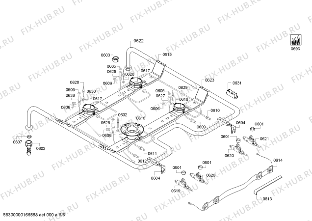 Схема №3 HR74W637Y с изображением Крышка для плиты (духовки) Siemens 00710580