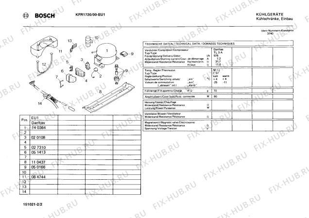 Взрыв-схема холодильника Bosch KFR1720 - Схема узла 02