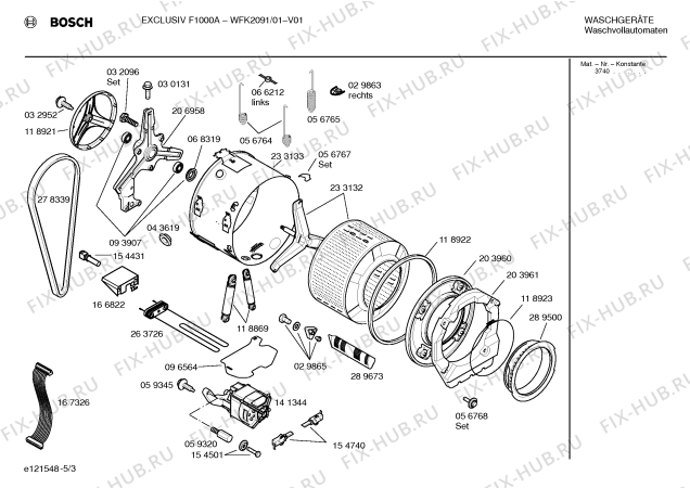 Взрыв-схема стиральной машины Bosch WFK2091 EXCLUSIVE F1000A - Схема узла 03