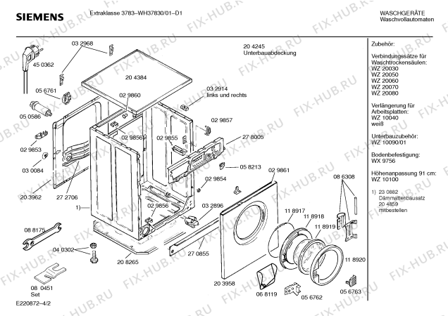 Взрыв-схема стиральной машины Siemens WH37830 Extraklasse 3783 - Схема узла 02