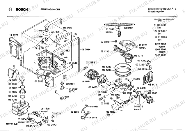 Взрыв-схема посудомоечной машины Bosch SMI4320G - Схема узла 02