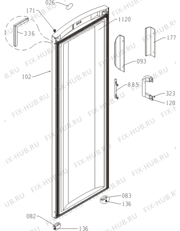 Схема №1 F68SYW (414134, ZOS3167) с изображением Дверка для холодильной камеры Gorenje 337956