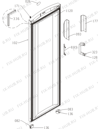 Схема №1 F60300DW (225631, ZOS3167) с изображением Дверца для холодильной камеры Gorenje 265485