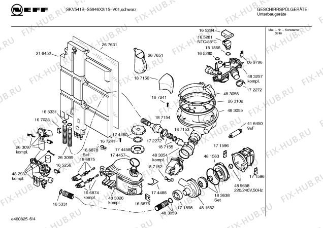 Взрыв-схема посудомоечной машины Neff S5946X2 - Схема узла 04