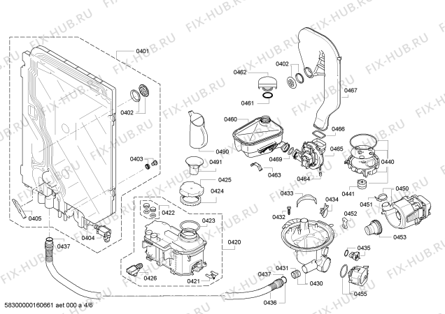 Взрыв-схема посудомоечной машины Bosch SBV69U20EU SuperSilence - Схема узла 04