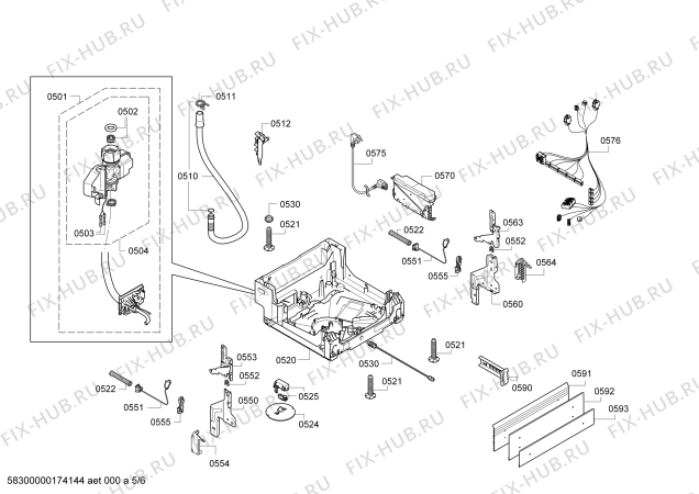 Взрыв-схема посудомоечной машины Bosch SPU69T45EU Super Silence - Схема узла 05