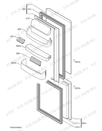 Взрыв-схема холодильника Electrolux ERA36400X - Схема узла Door 003