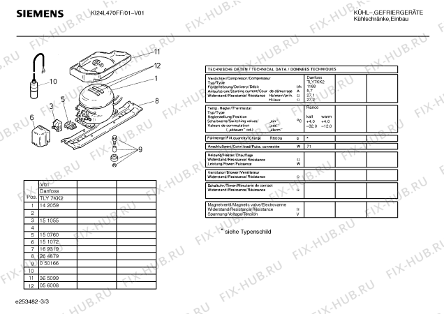 Схема №1 KI24L470FF с изображением Дверь для холодильной камеры Siemens 00238928