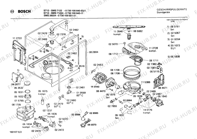 Схема №1 0730100643 S712 с изображением Панель для электропосудомоечной машины Bosch 00118276